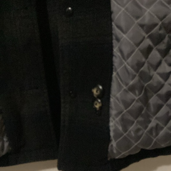 UTEX Wool Blend Black & Gray Plaid buttoned down Medium size jacket quilt lining - Picture 11 of 11